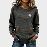 Mies - Strukturalny sweatshirt w kolorze blokowym z okrągłym dekoltem