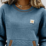 Mies - Strukturalny sweatshirt w kolorze blokowym z okrągłym dekoltem
