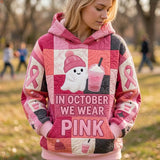 Różowa Wstążka Październikowy Hoodie z Duchem