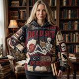 Hoodie na noc czytania z motywem szkieletu