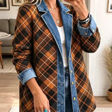 Naomi - Vintage Denim Jacket z Blokowym Printem