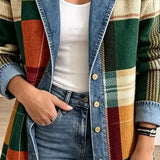 Claire - Retro Kraciasta Sztuka Denim Kurtka