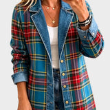 Madison - Tartan Patchwork Denim Blazer