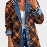 Naomi - Vintage Denim Jacket z Blokowym Printem