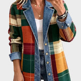Claire - Retro Kraciasta Sztuka Denim Kurtka