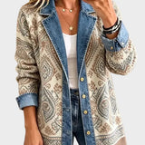 Savannah - Retro Boho Patchwork Jeansowa Kurtka