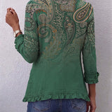 Aria | Boho Paisley Print Ruffled Jacket