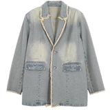 Hannah | Oversize Żakiet w Stylu Vintage z Surowymi Krawędziami