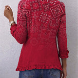 Riley | Boho Paisley Ombre Print Ruffled Jacket