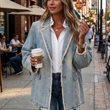 Hannah | Oversize Żakiet w Stylu Vintage z Surowymi Krawędziami